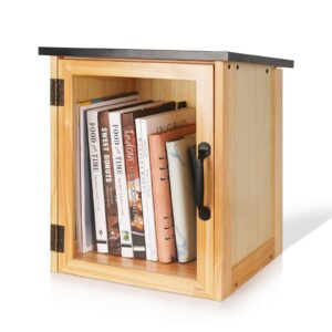 exttlliy outdoor library book box storage small wood cabinet little literature box for neighborhood community and school sharing books, literature, newspapers, food and art