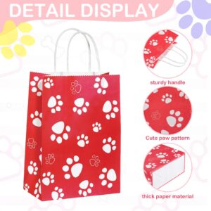 Capoda 24 Pcs Dog Print Bags with Handle Paw 8.7 x 6.3 x 3.2 Inch Paper Gift Bags Red Green Yellow Blue Cat Paw Candy Bags Puppy Dog Shopping Bags Bulk for Dog Cat Birthday Pet Party Favor Supplies