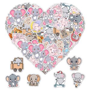 pack 50 pcs cute animal elephant stickers for water bottles waterproof laptop luggage cup computer scrapbooking teens adults girls boys aesthetic sticker packs small vinyl decals