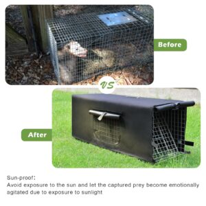 Anmials Trap Cage with Cover & Glove, Trap Cages Cover with Mesh Window for 1-2 Door Humane Animal Trap Cage 32 x 10 x 12inch