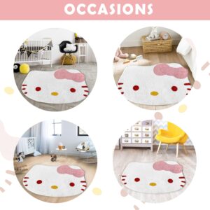 Kawaii Cat Rug Cartoon Anime Area Rug Cute White Cat Face Carpet Modern Aesthetic Soft Carpet for Living Room Bedroom Entryway Home Decor Mat 20 x 24 inch