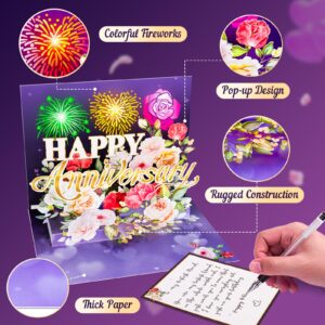 FITMITE Anniversary Card, Music & Light Pop up Valentine's Card with Fireworks Flowers Gifts for Him Her Husband Wife Couple-Purple