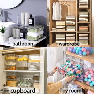 Sgoostood Lidded Plastic Storage Bins Set Clear Desk Basket Box Organizer Kitchen Container Clothes Laundry Closet Cabinet Shelf, Organization and Storage for Shelves Office Bathroom(clear 3XL+2M)