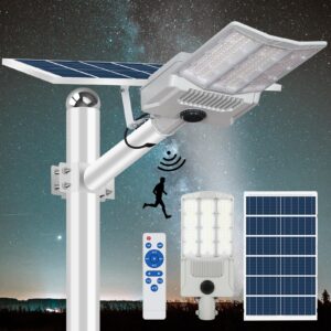 hwhdj 6800w heavy solar street lights outdoor waterproof ip67 super bright outdoor led street light dusk to dawn, led wide angle lamp with remote control, for parking lot, yard, plaza