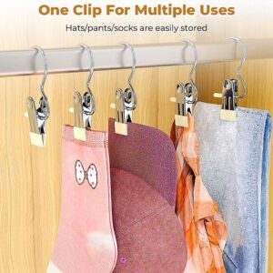 2024 New Space-Saving Clothespin Hat Pants Storage Hanging Travel Hook, 360° Swivel Stainless Steel Hangers with Clips, Laundry Hooks Hanging Clips Clothes Pins Socks Towel Clips (A-Black 30PCS)