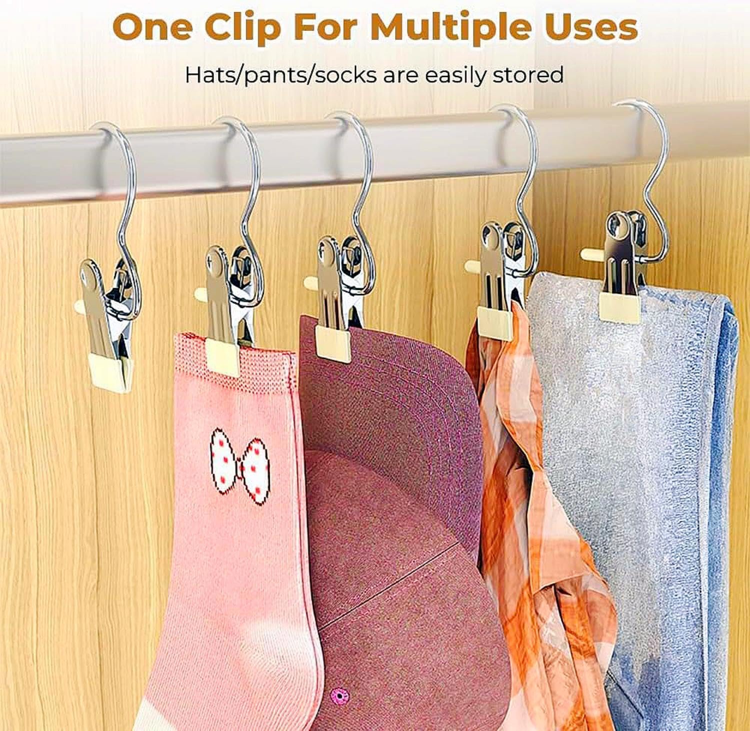 2024 New Space-Saving Clothespin Hat Pants Storage Hanging Travel Hook, 360° Swivel Stainless Steel Hangers with Clips, Laundry Hooks Hanging Clips Clothes Pins Socks Towel Clips (A-Black 30PCS)