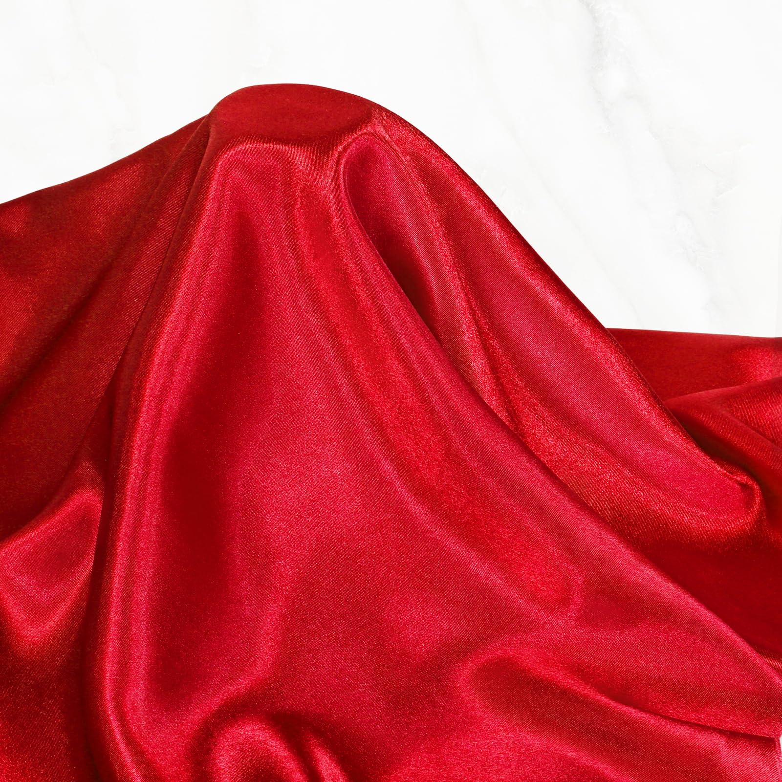 Entisn Red Satin Fabric by The Yard, Silky Fabric 60 Inch Charmeuse Satin Fabric, Soft Cloth Fabric for Wedding Decor, DIY Crafts, Napkins, Bridal Dress, Sewing(1 Yard)