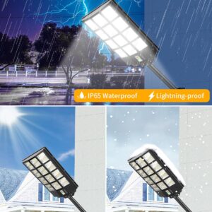 EOSRUJU 1200W Solar Street Lights Outdoor, 240000LM Parking Lot Lights with Motion Sensor, IP65 Waterproof Solar Flood Lights, Dusk to Dawn Solar Lights for Garden, Yard, Parking Lot