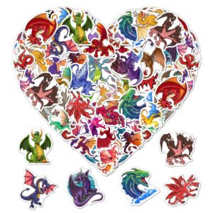 pack 50 pcs cute animal dragon stickers for water bottles waterproof laptop luggage cups computer journaling teens adults girls boys aesthetic sticker packs small vinyl decals