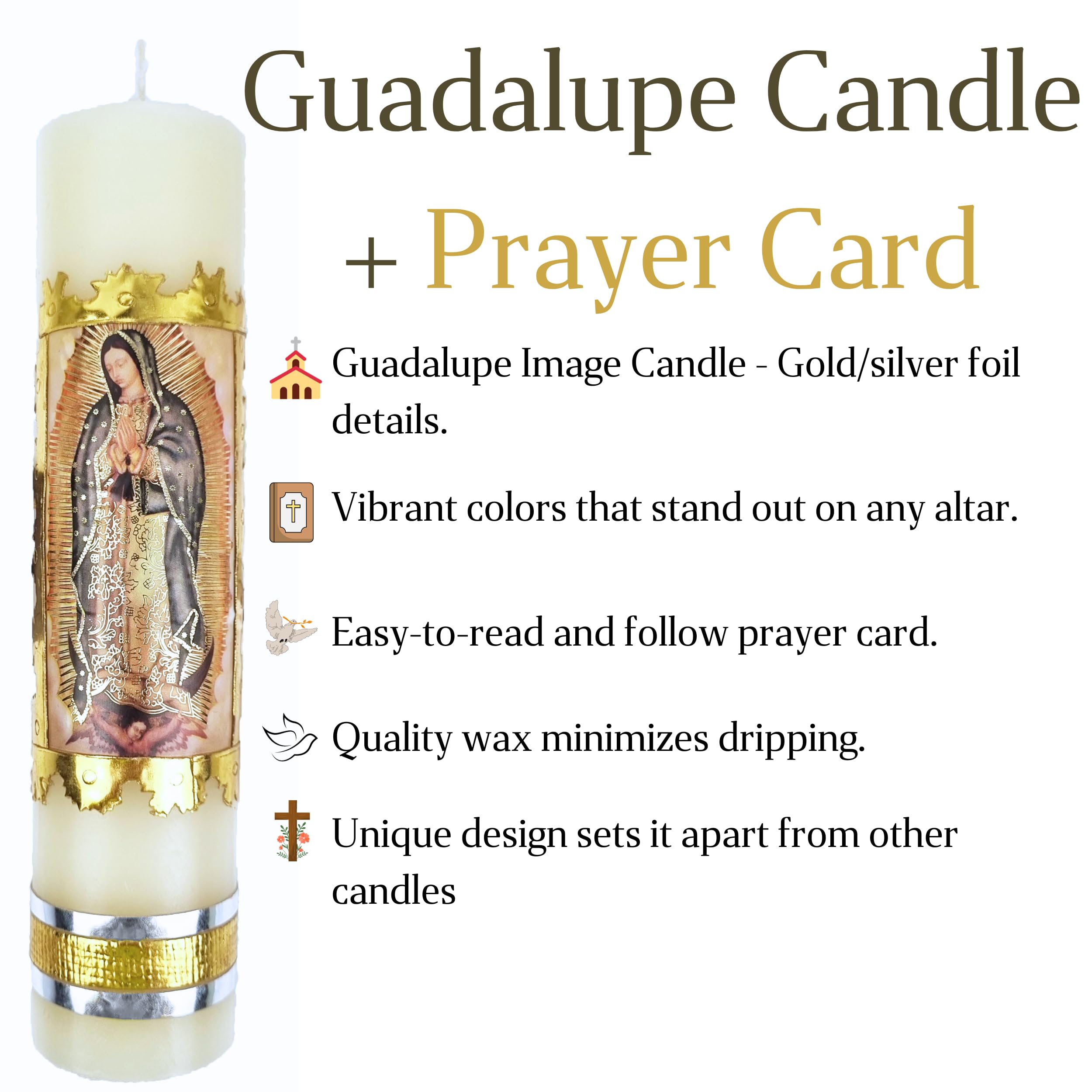 The Magnificient prayer candles collection - Our lady of guadalupe religious candles - Catholic candles cirios religiosos catolicos Jesus candle st jude candle - veladoras mexicanas velas para bautizo