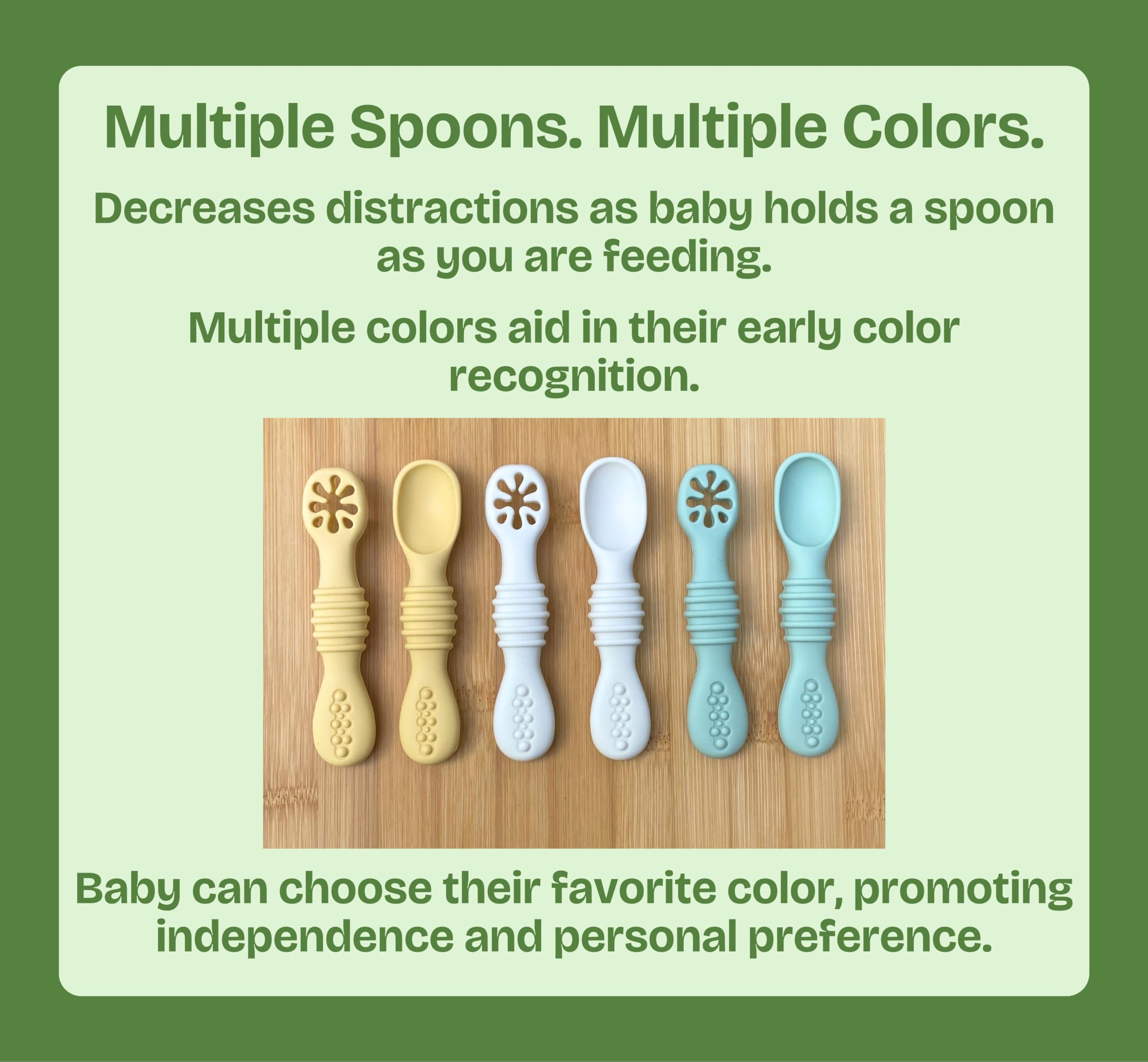 omoBaby 6 Pack Baby Led Weaning Silicone Spoons (Yellow)