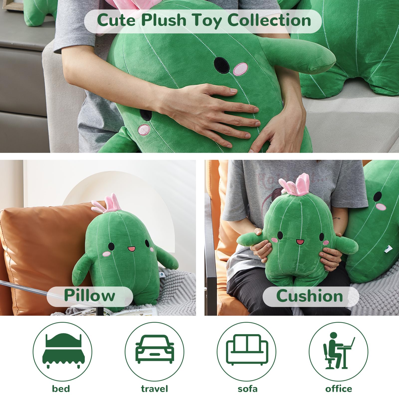 ProgoniaXYZ Cuddly Big Soft Toys Plant Cactus Doll, Plush Stuffed Animal Cactus Pillow and Blanket Set Lovely Gift for Birthday Christmas (Small 9.8inch)…