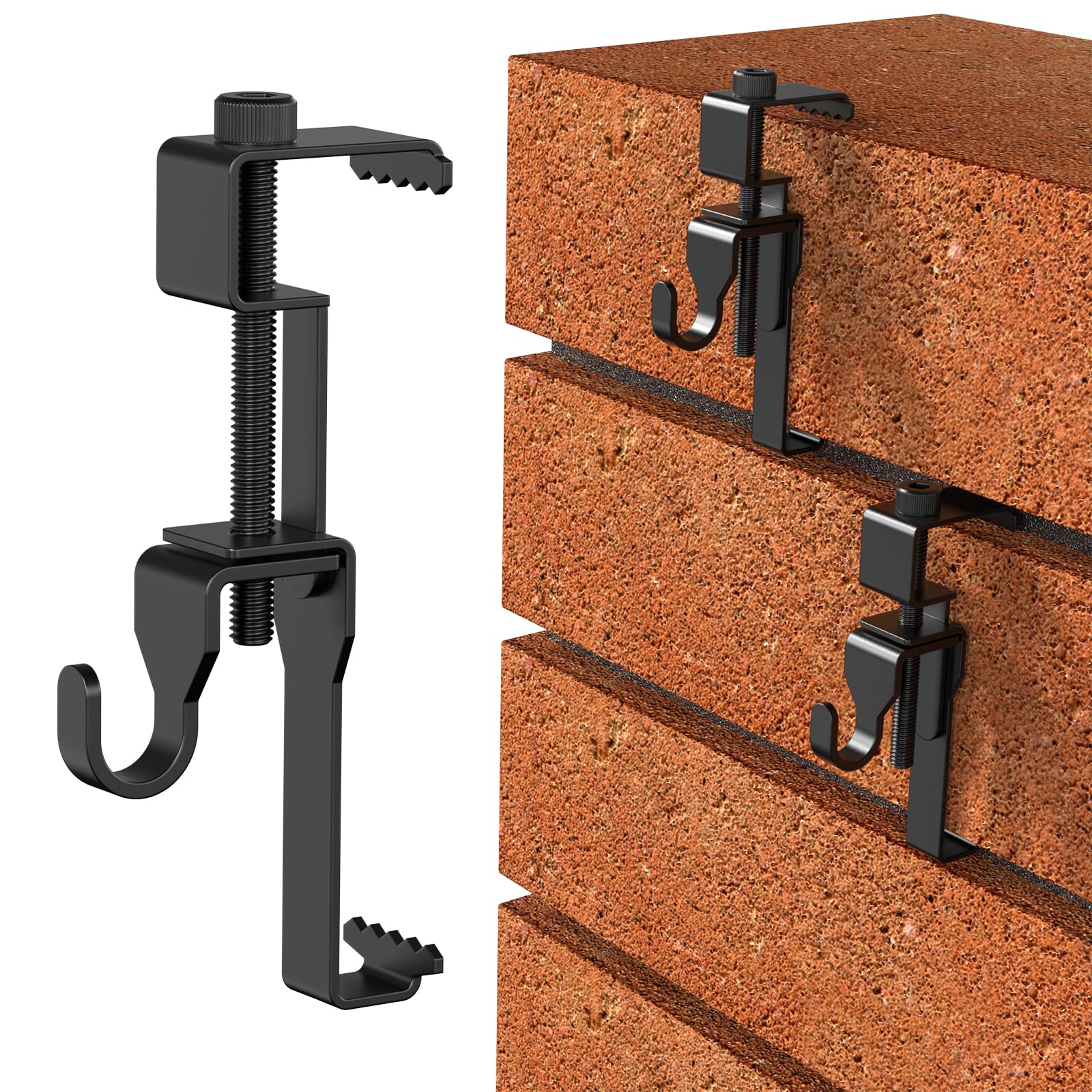 Lewufe Stainless Steel Brick Wall Clips, Brick Hooks Clamp Outdoor Heavy Duty 1-3/4" to 2-3/4" Brick Hook Brick Hangers No Drill, 6 Packs