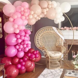 169Pcs Different Pink Balloons Garland Arch Kit with Pink Rose Red White Retro Rose Balloons for Girl's Birthday Party Baby Shower Bridal Shower Proposal Engagement Wedding Party Decorations