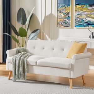 Anranni Loveseat Sofa 64" W Small Sofa Couch, Mid Century Modern Love Seat Couches, 2/3 Seater Mini Sofa for Small Spaces, Comfy Deep Seat Sofa Cama for Living Room, Office, Bedroom