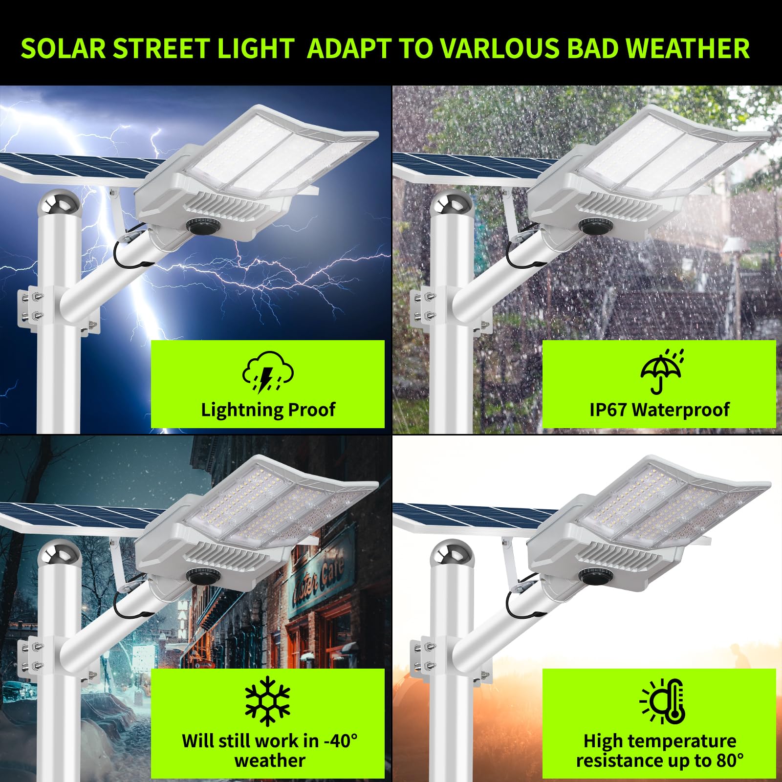 HWHDJ 6800W Heavy Solar Street Lights Outdoor Waterproof IP67 Super Bright Outdoor LED Street Light Dusk to Dawn, LED Wide Angle Lamp with Remote Control, for Parking Lot, Yard, Plaza