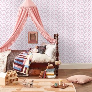 Timeet Pink Wallpaper Peel and Stick Wallpaper Modern Heart Wallpaper Contact Paper 17.7"x78.7" Self Adhesive Removable Wallpaper for Bedroom Kids Room Wall Decor