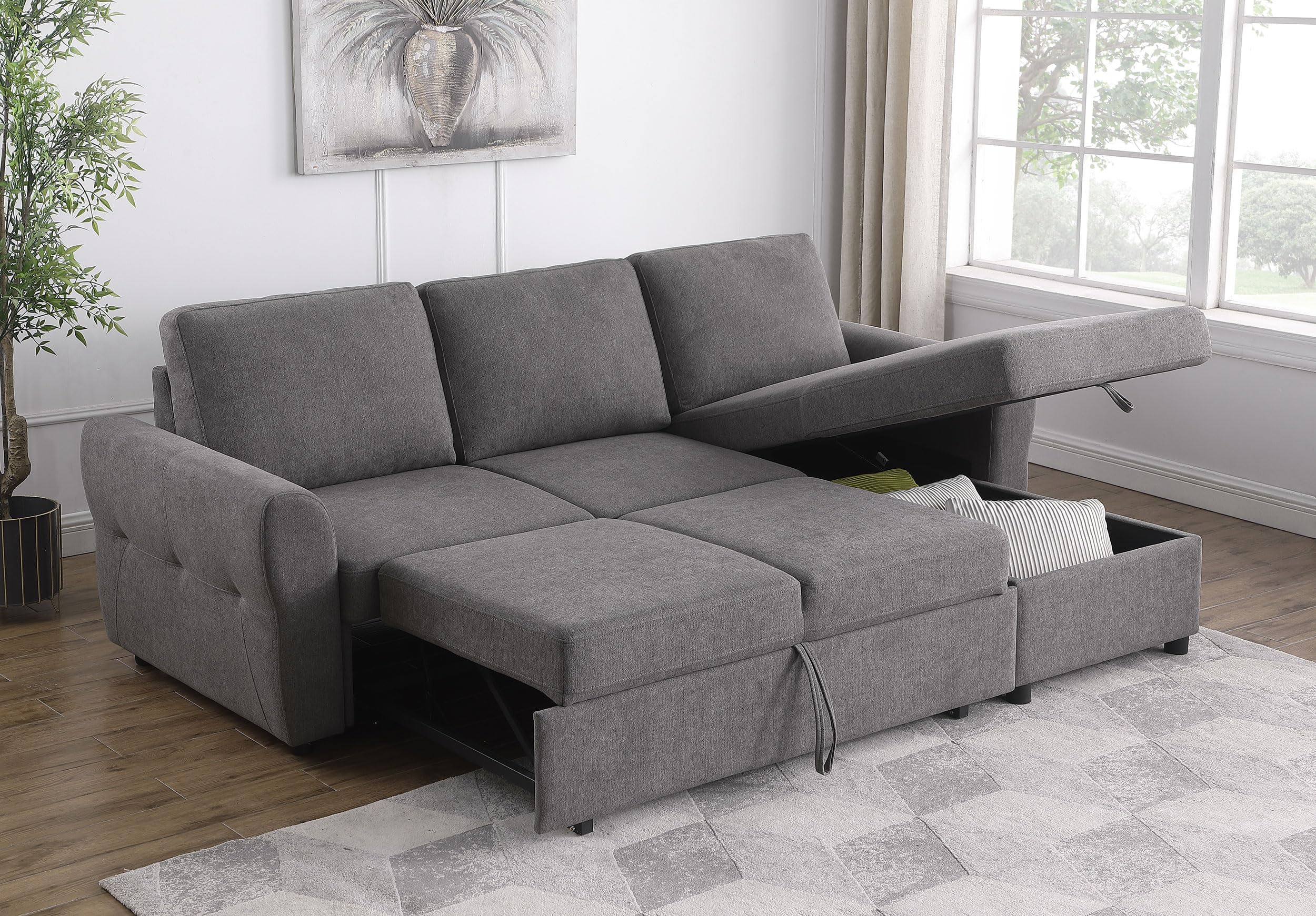 Coaster Samantha Sleeper Sectional, Grey