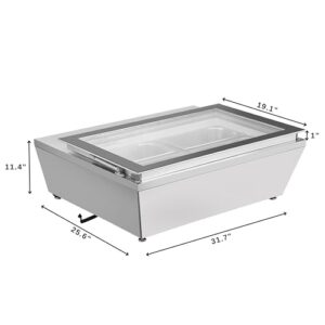 KoolMore KM-CGD-8HP 31 in. Countertop Ice Cream Display case with 4 Pans and Glass Sneeze Guard in Stainless-Steel