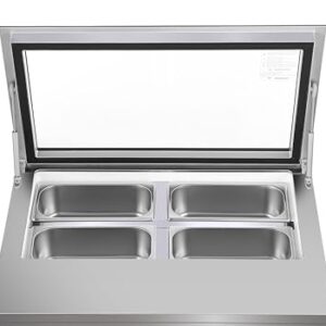 KoolMore KM-CGD-8HP 31 in. Countertop Ice Cream Display case with 4 Pans and Glass Sneeze Guard in Stainless-Steel