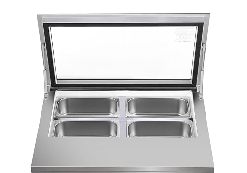 KoolMore KM-CGD-8HP 31 in. Countertop Ice Cream Display case with 4 Pans and Glass Sneeze Guard in Stainless-Steel