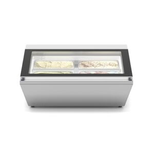 koolmore km-cgd-8hp 31 in. countertop ice cream display case with 4 pans and glass sneeze guard in stainless-steel