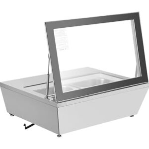 KoolMore KM-CGD-8HP 31 in. Countertop Ice Cream Display case with 4 Pans and Glass Sneeze Guard in Stainless-Steel