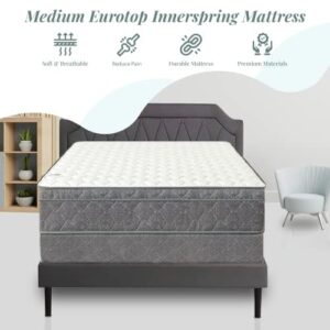 Nutan 10 Inch Foam Encased Mattress with Eurotop, Comfy, and Soft Plush Mattresses Provide Soothing Sleep, Complete Body Support, and Pressure Relief, Full XL