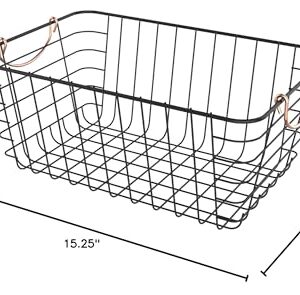 Better Houseware Copper Handled Wire Baskets – Sleek Copper Handles and Black Finish - Large