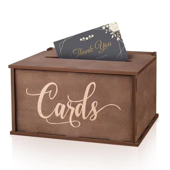 MISTOD Wooden Wedding Card Box with Slot, Farmhouse Wedding Decoration for Reception, Card Box with Lid for Wedding Gifts & Money | Baby & Bridal Shower