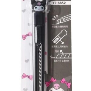 Utility Knife Box Cutter for Office or Home with Cute Kitty Figure on the Top (Black)