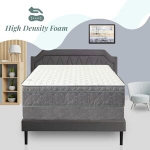 Nutan 10 Inch Foam Encased Mattress with Eurotop, Comfy, and Soft Plush Mattresses Provide Soothing Sleep, Complete Body Support, and Pressure Relief, Full XL