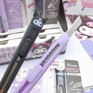 Utility Knife Box Cutter for Office or Home with Cute Kitty Figure on the Top (Purple)