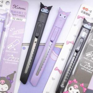 Utility Knife Box Cutter for Office or Home with Cute Kitty Figure on the Top (Purple)