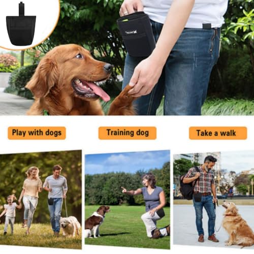 YMMMY ROSE Dog Treat Training Pouch Bag Clip On Portable Pet Snack Bag Puppy Hands-Free Pouch Waist Feed Snack Reward Bag Dog Training Behavior Aids Bag with Magnetic Closure