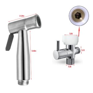 Toilet Handheld Bidet Sprayer Kit,Stainless Steel Toilet Bidet Sprayer Set Easy-to-Install for Cloth Diaper Sprayer,Sink Toilets Bidets Cleaning (Stainless Steel)