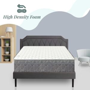 Nutan 10 Inch Foam Encased Mattress with Eurotop, Comfy, and Soft Plush Mattresses Provide Soothing Sleep, Complete Body Support, and Pressure Relief, King