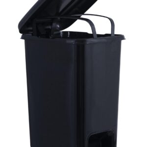 Superio Kitchen Trash Can, Slim Step On Garbage Can with Foot Pedal, 16 Gallon, 64 Qt. Large Black Heavy Duty Plastic Trash and Recycling Bin