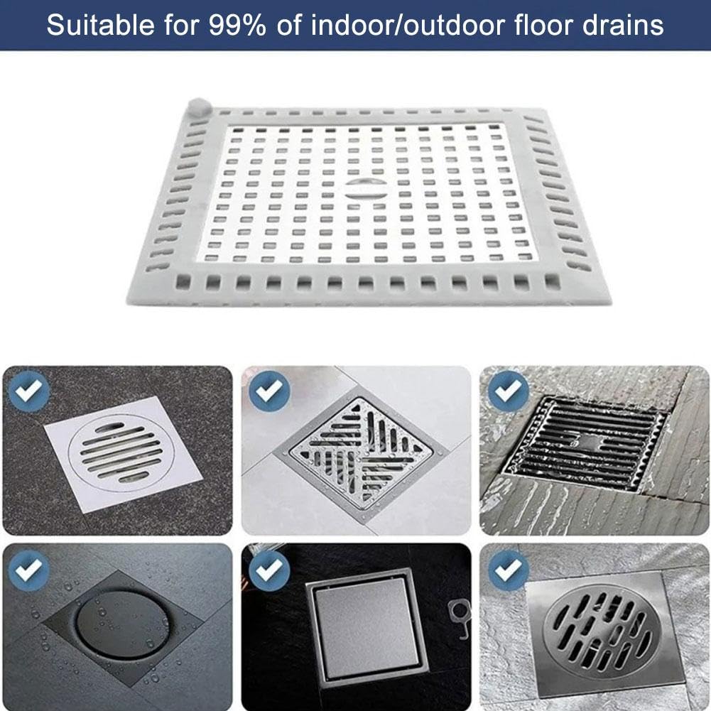 Shower Drain Cover Hair Catcher, Shower Drain Hair Catcher, Black Matte Square Drain Cover for Catching Hair, Suitable for Bathroom Floors, Balconies, Bathtubs, Kitchen Drains