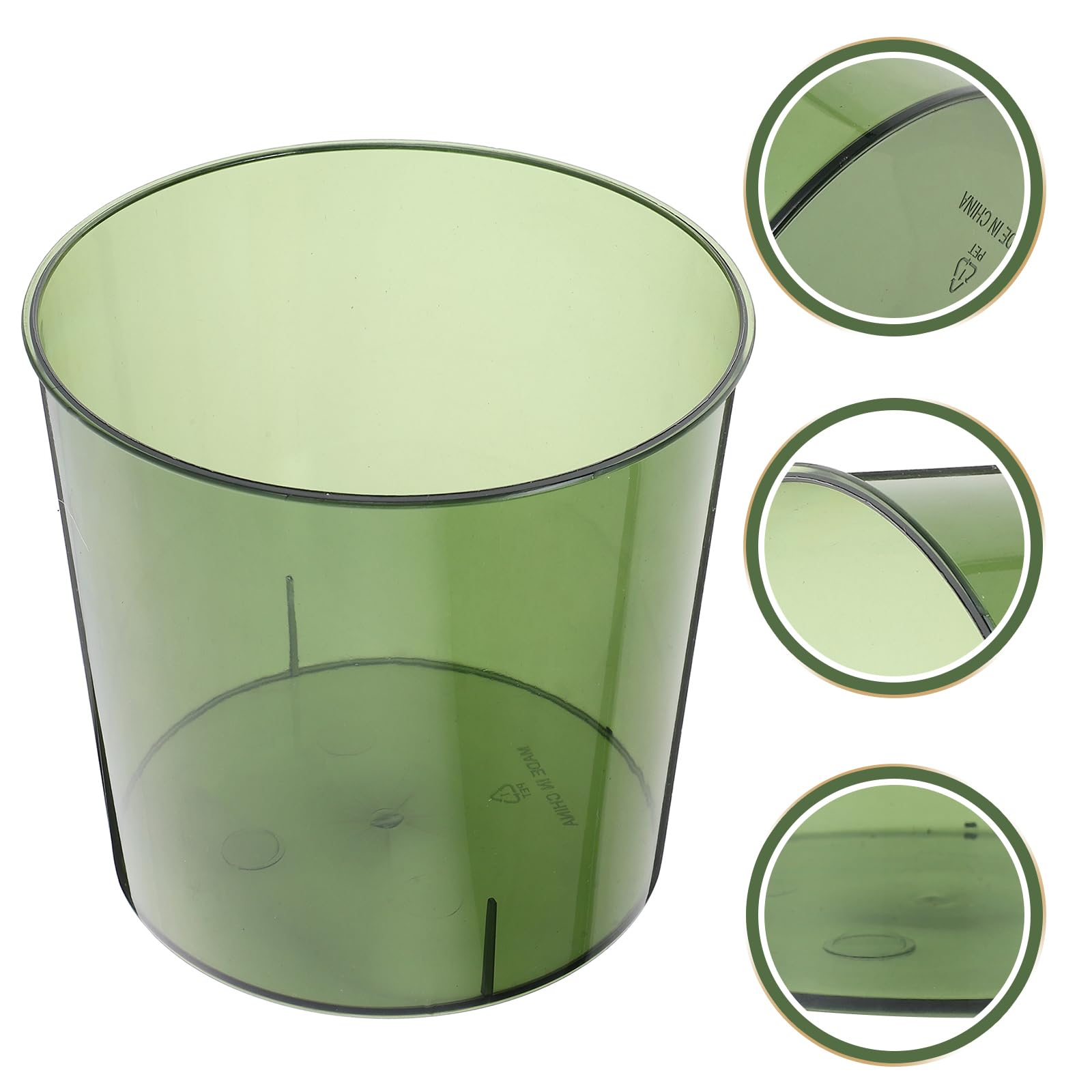 HOMSFOU Clear Wastebasket Plastic Flower Bucket Round Garbage Container Trash Bin for Bathroom Bedroom Kitchen College Dorm Office Craft Room Green