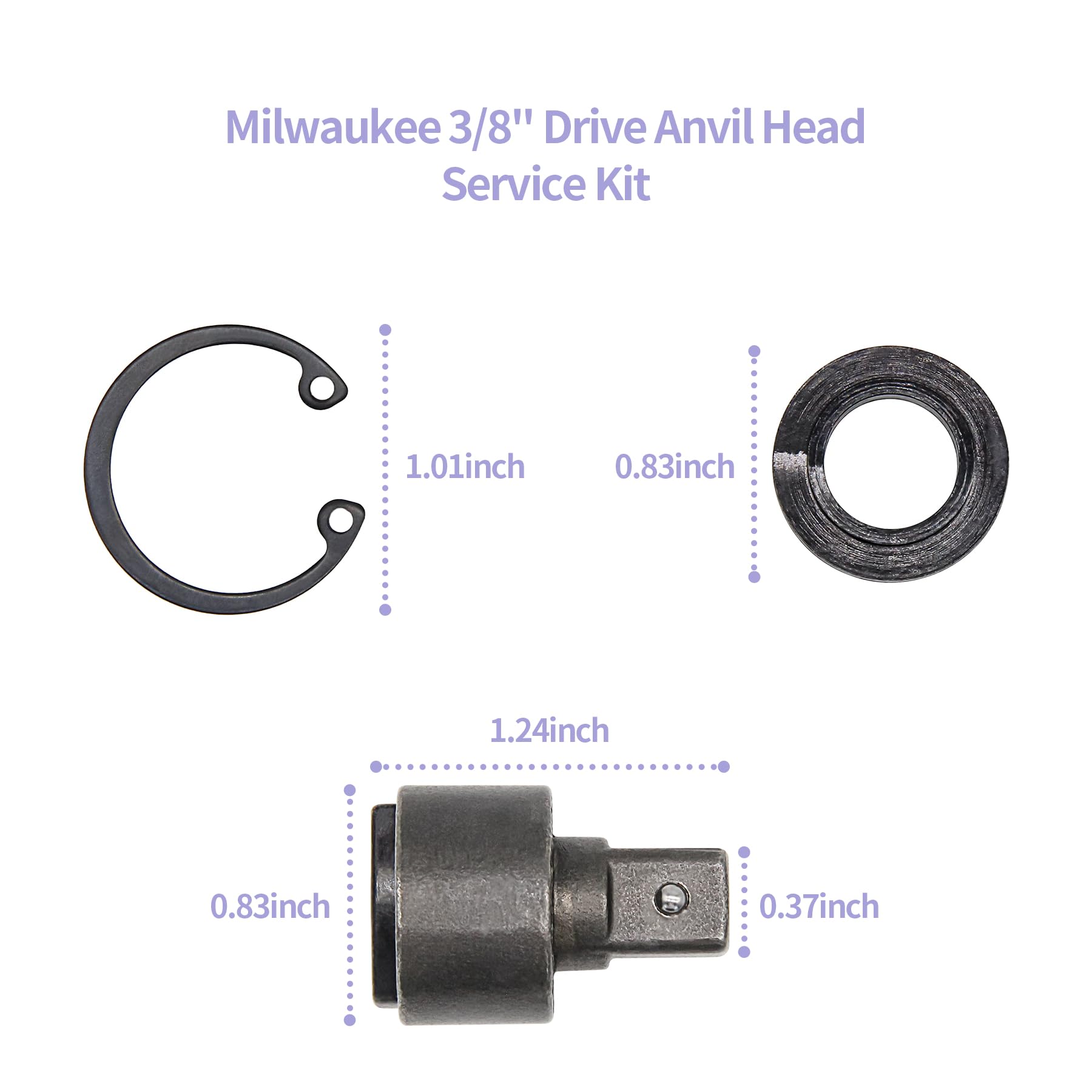 Homhelar 42-06-1030 Electric Tools Service Kit 3/8 M12 Ratchet Head Anvil For Milwaukee 2457-20,2457-21,42-06-1025 Impact Wrench Anvil,Service Kit