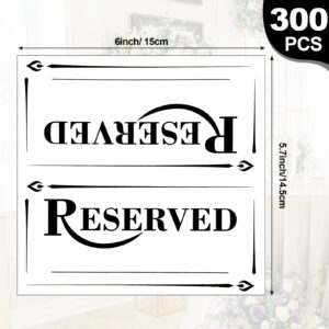 Resurhang 300 Pcs Paper Table Reserved Sign with Name Line Reserved Seating Signs Bulk Double Sided Signs for Reserving Seats Restaurant Wedding Reception Church Board Business Meeting (White Black)