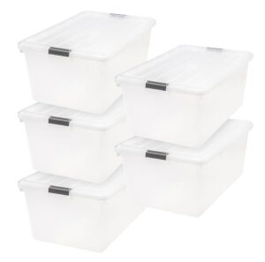 iris usa 5pack 68qt/17gal clear view plastic storage bin with lid