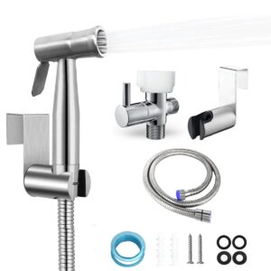 toilet handheld bidet sprayer kit,stainless steel toilet bidet sprayer set easy-to-install for cloth diaper sprayer,sink toilets bidets cleaning (stainless steel)