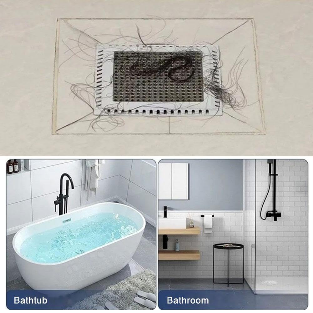 Shower Drain Cover Hair Catcher, Shower Drain Hair Catcher, Black Matte Square Drain Cover for Catching Hair, Suitable for Bathroom Floors, Balconies, Bathtubs, Kitchen Drains