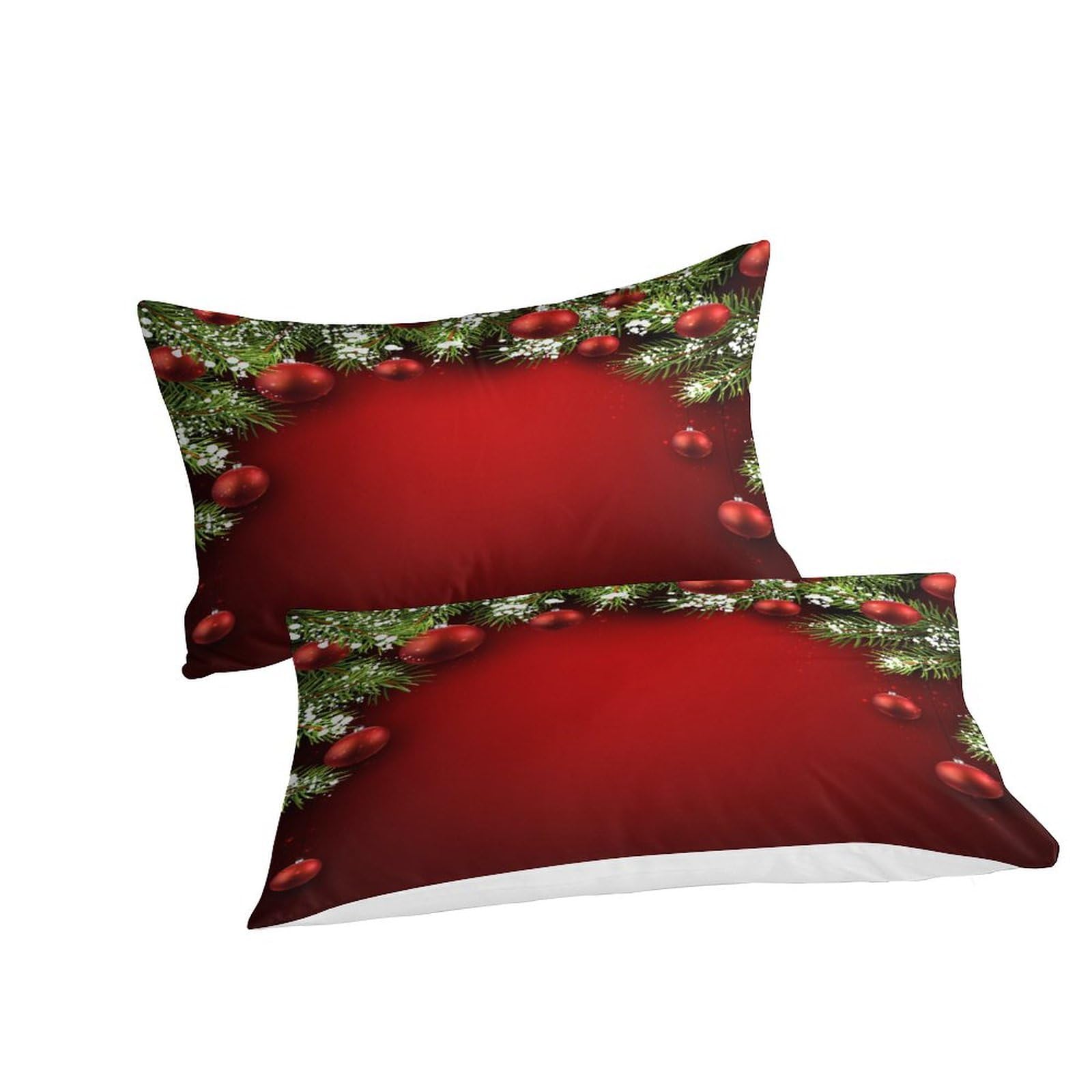 Christmas Bed Duvet Set 3 Pieces, Decorated with Snowflakes and Flowers Red Christmas Screen and Vivid Heart Pattern, Red Christmas Decoration Theme 3 Pieces Set Queen（228x228cm）