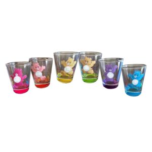 sihpto swear bears shot glasses 6-pack mini glass set，1.5 ounces swear bears one mouth cup，cocktail, whiskey six colors shot glasses set