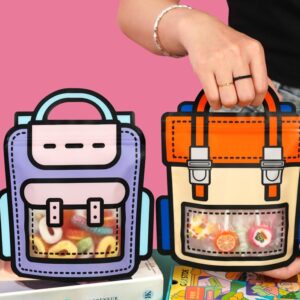 Trendybag Orange and Purple Top-handle Party Goodie bags, Grip n’ Seal gift bags with Stand-up Bottom, birthday bags, 20 Pcs (Small, Orange)