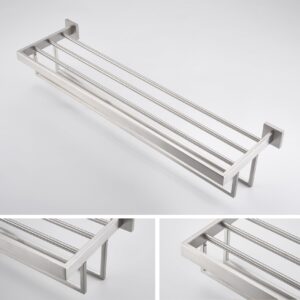 KOKOSIRI Towel Rack 32-Inch Bathroom Towel Shelves with Double Towel Bars SUS304 Stainless Steel Wall Mounted, Brushed Nickel B6003BR-L32