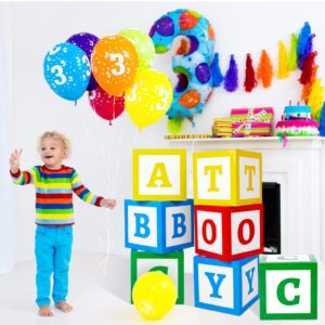 Zhanmai 6 Pcs ABC Friend Street Party Decorations 30 x 30cm Toy Inspire Story Party Supplies ABC Alphabet Balloon Box Graduation Back to School Baby Shower Birthday Party Block for School Celebration